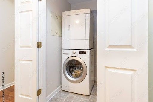 Stackable laundry units for aging in place.